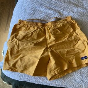 Patagonia womens Golden Yellow Shorts paper bag